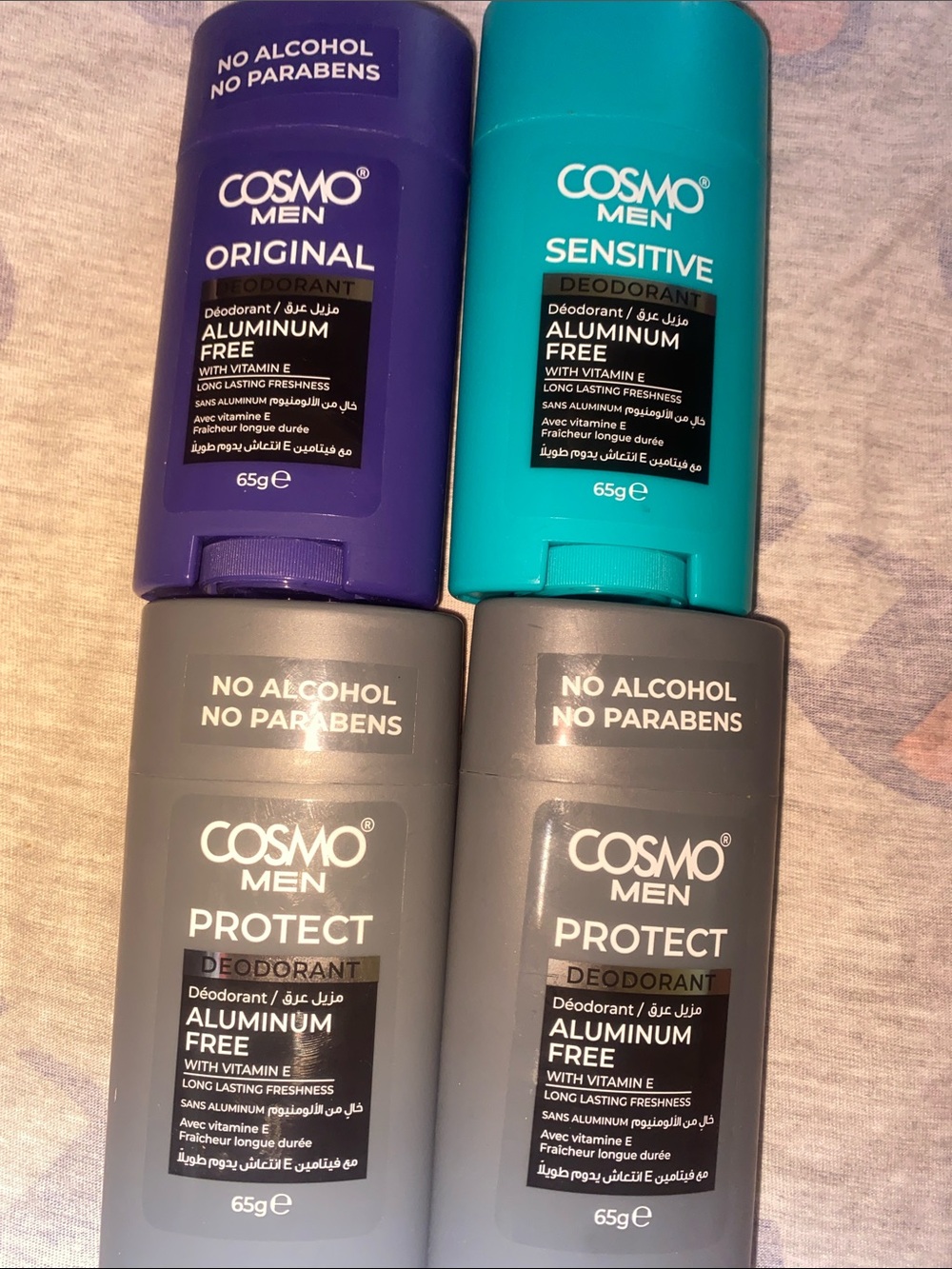 COSMO Men Deodorant 65g - Original Purple, Sensitive Teal, Protect Gray